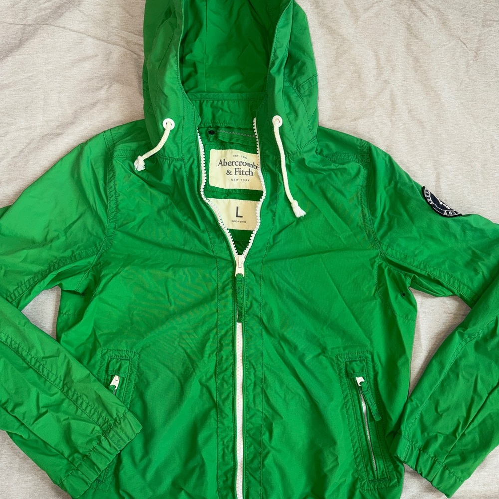 VINTAGE Abercrombie & Fitch Bright Green Zip-Up